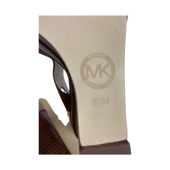 Michael Michael Kors Josephine Leather Wedge Sandals – Size 8.5 (Luggage Brown) - Picture 9 of 12